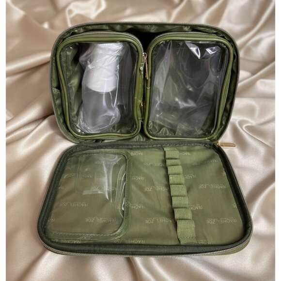 Rachel Zoe Olive Green Quilted Travel Set + Disney Tinker Bell Lip Oil Bundle - Picture 3 of 9